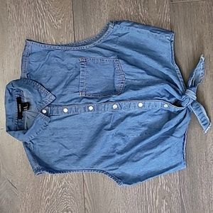 Denim sleeveless tie knot crop top size M